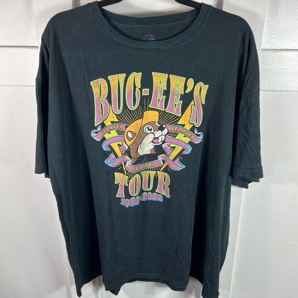 Buc-ees Beaver Believer Tour T-Shirt Black 2X 1982-2022 Anniversary Graphic Tee